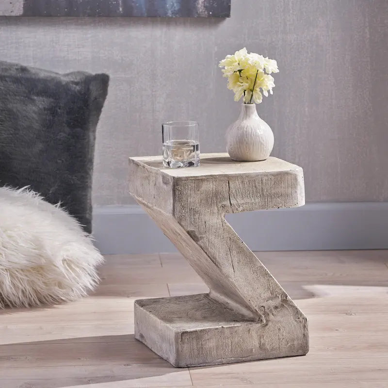 Light Gray Concrete Side Table, Single
