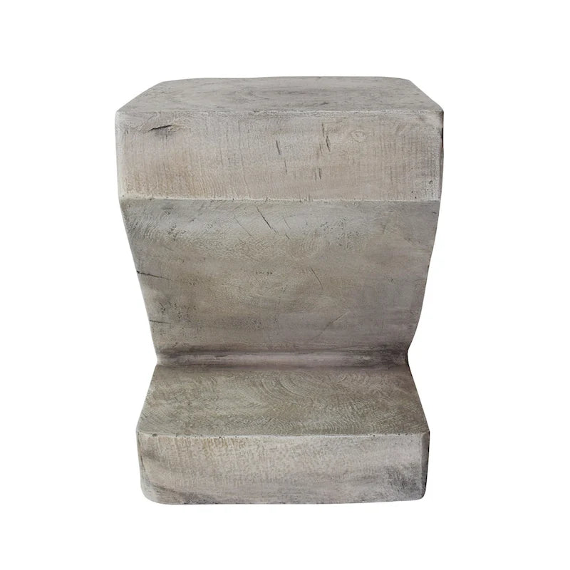 Modern Light Gray Concrete Side Table with Sculptural Design