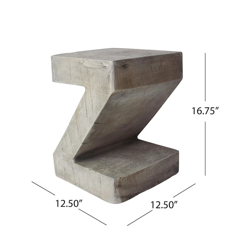 Light Gray Concrete Side Table, Single