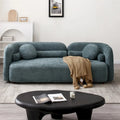 Green / Light Beige Velvet 3-Seater Sofa with Wooden Legs