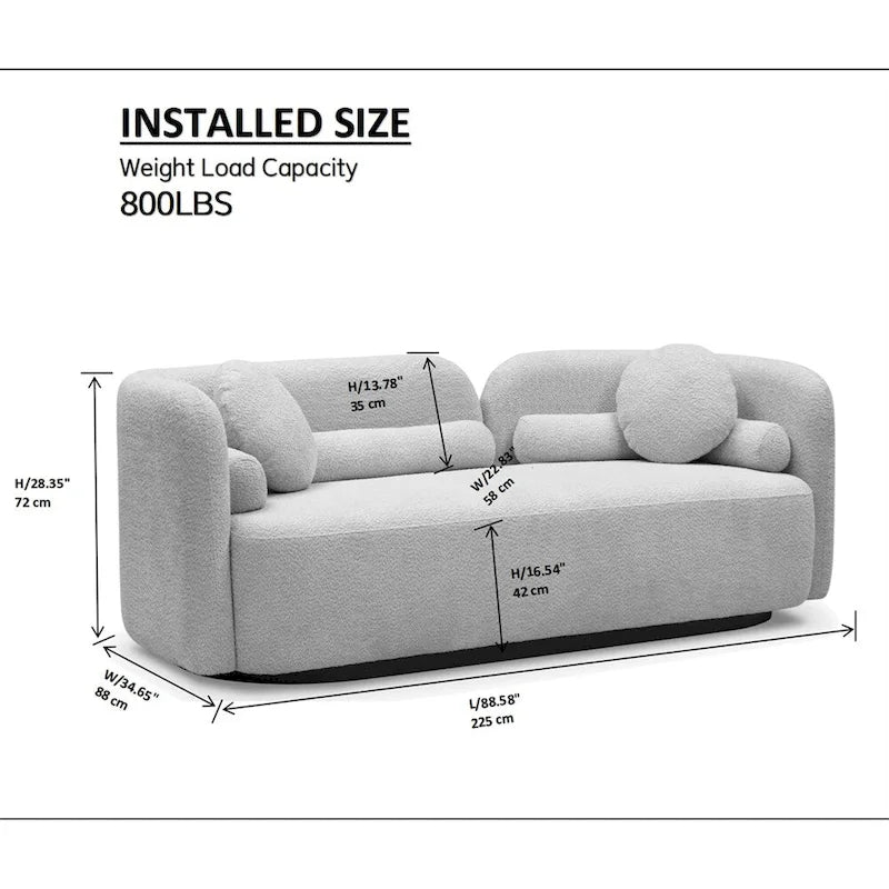 Green / Light Beige Velvet 3-Seater Sofa with Wooden Legs