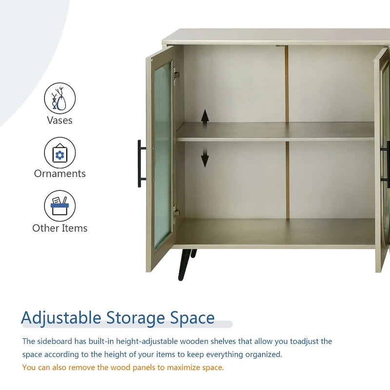 Wood TV Stand with Storage Cabinet