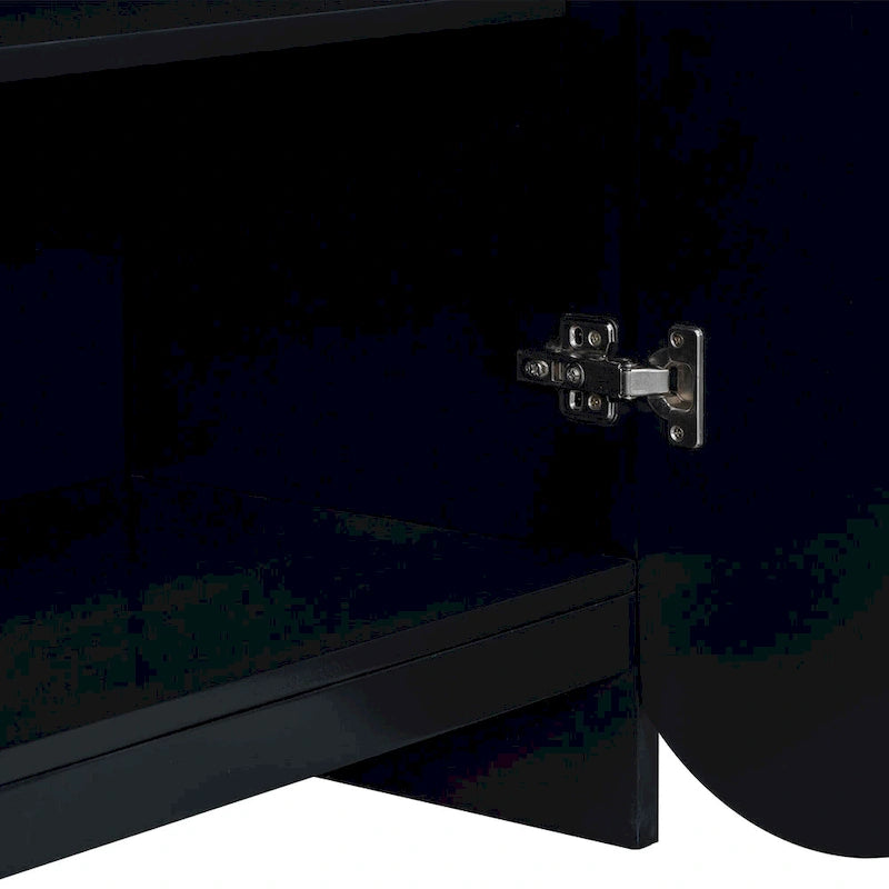 Vertical Stripes and Wavy Design of a Four-Door Cabinet Cabinet