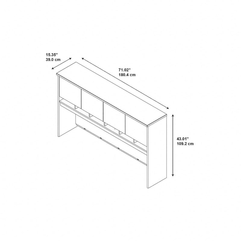 Mocha Cherry 72W 4-Door Office Hutch, Single User