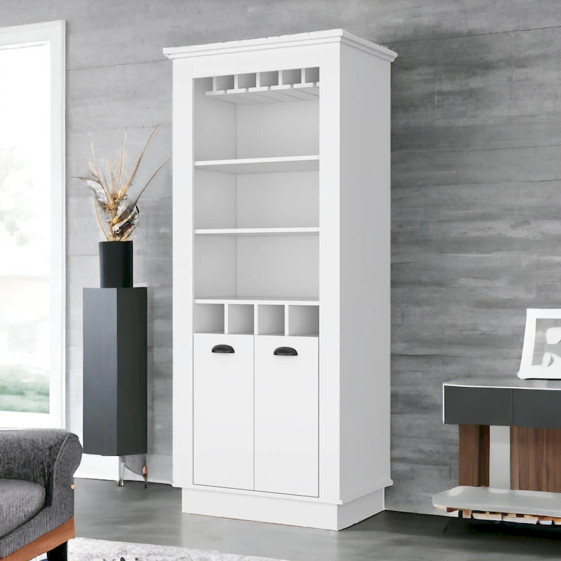 HomeRoots 70 White Bar Cabinet With Wine Storage