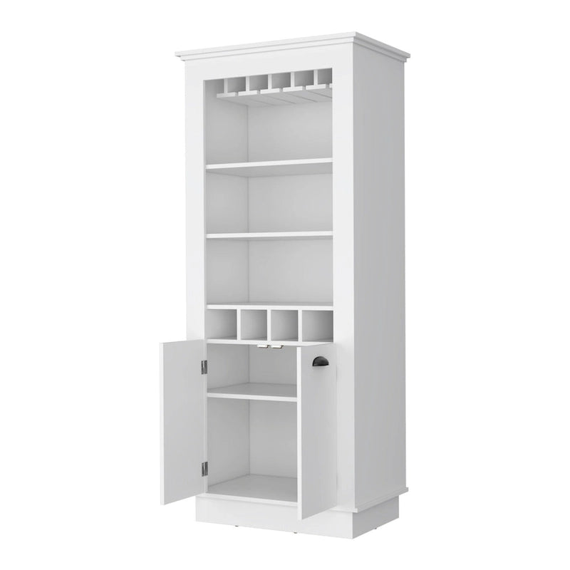 HomeRoots 70 White Bar Cabinet With Wine Storage