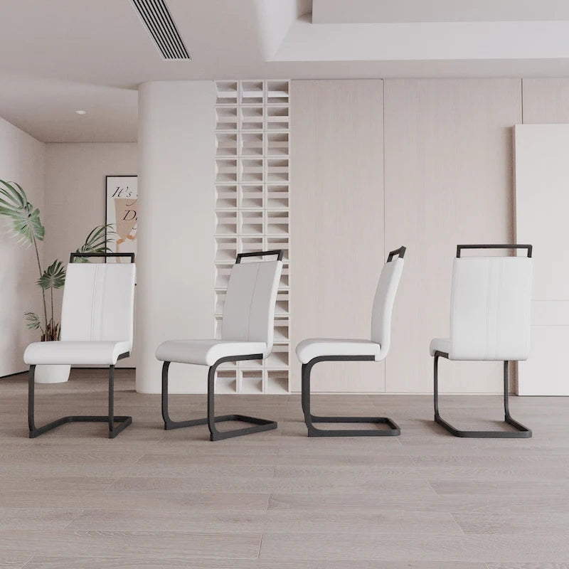 Black Faux Leather High-Back Dining Chair, Set of 4