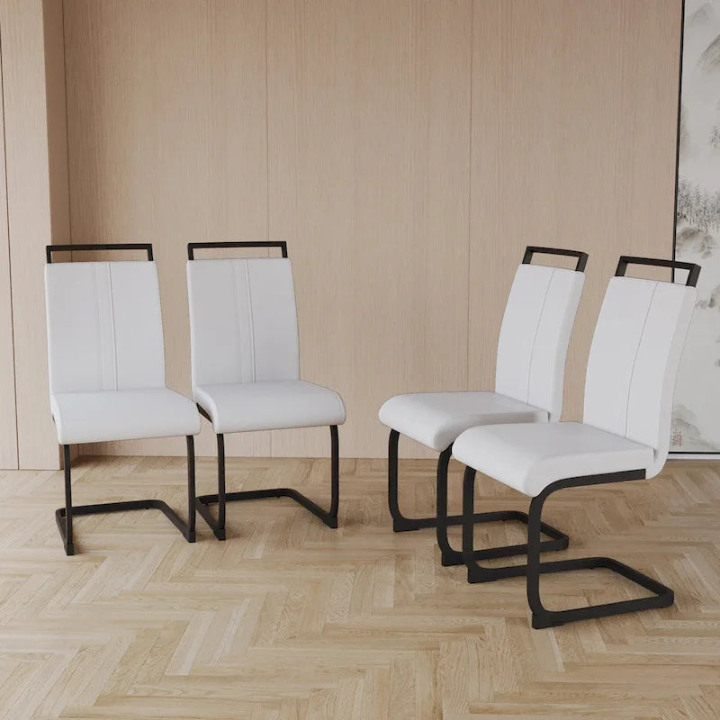 Black Faux Leather High-Back Dining Chair, Set of 4