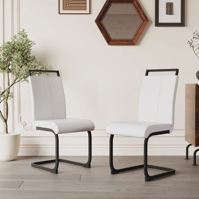 Black Faux Leather High-Back Dining Chair, Set of 4