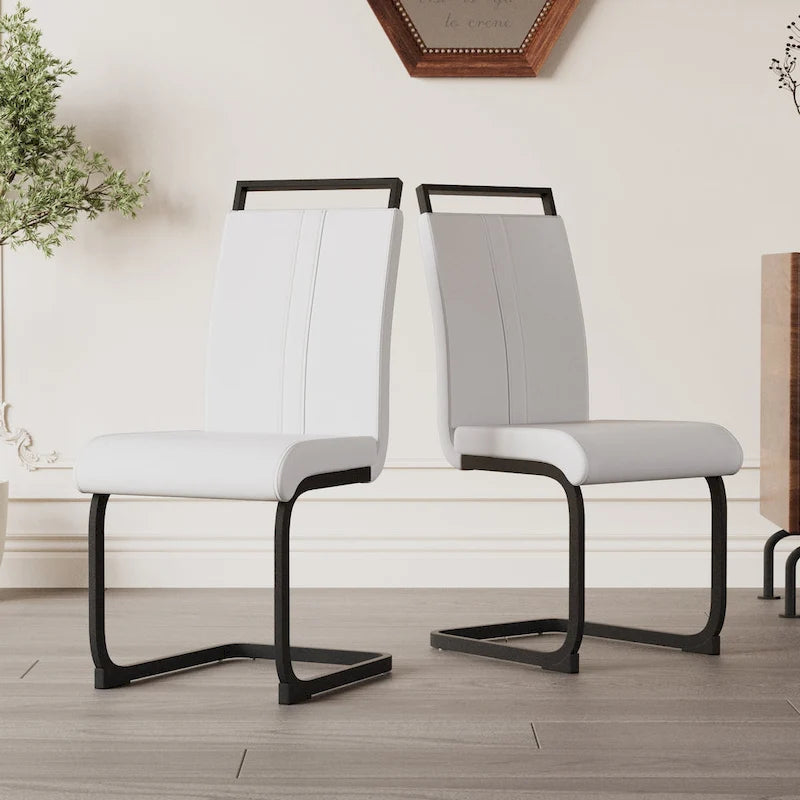Black Faux Leather High-Back Dining Chair, Set of 4