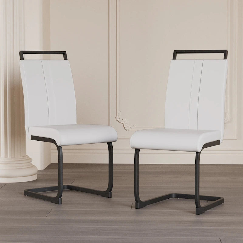 Black Faux Leather High-Back Dining Chair, Set of 4
