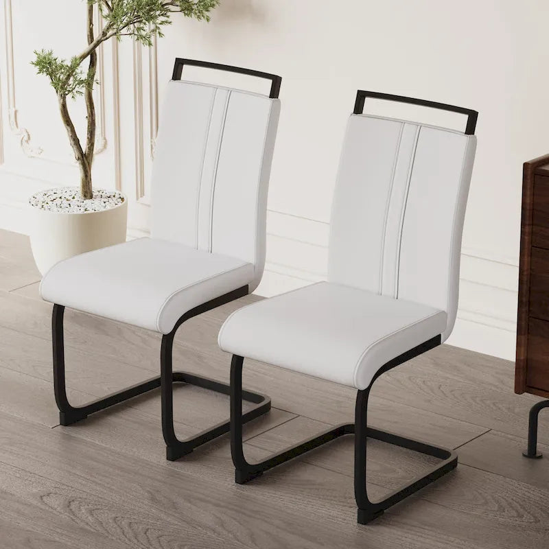 Black Faux Leather High-Back Dining Chair, Set of 4