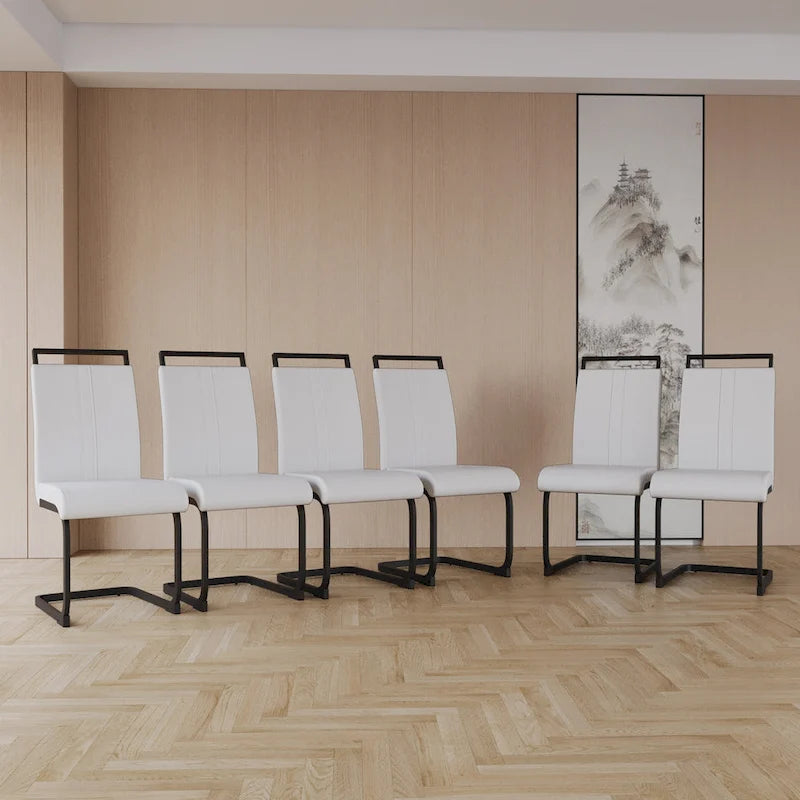 Black Faux Leather High-Back Dining Chair, Set of 4