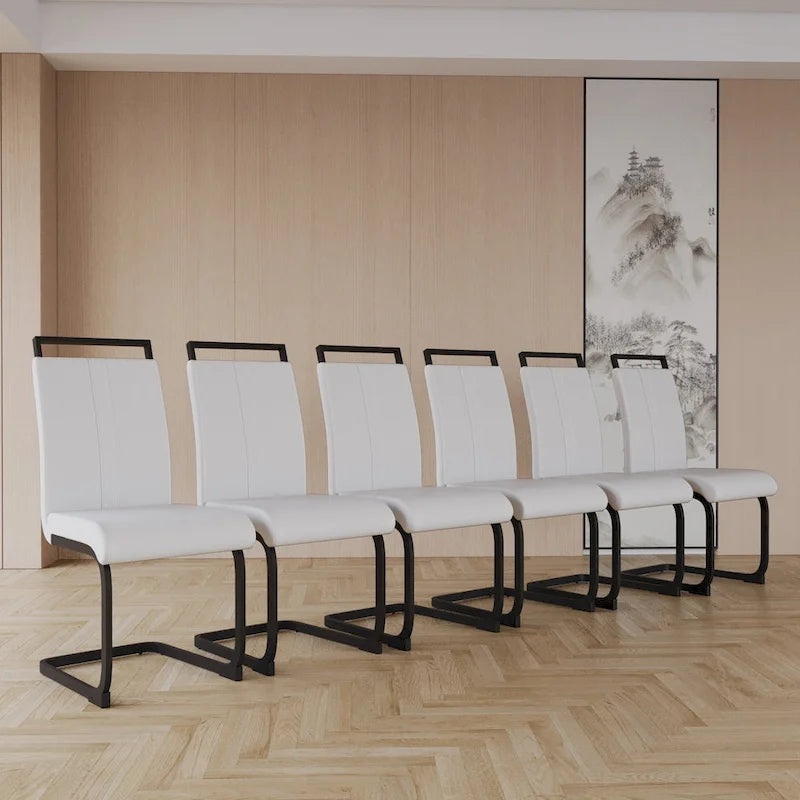 Black Faux Leather High-Back Dining Chair, Set of 4