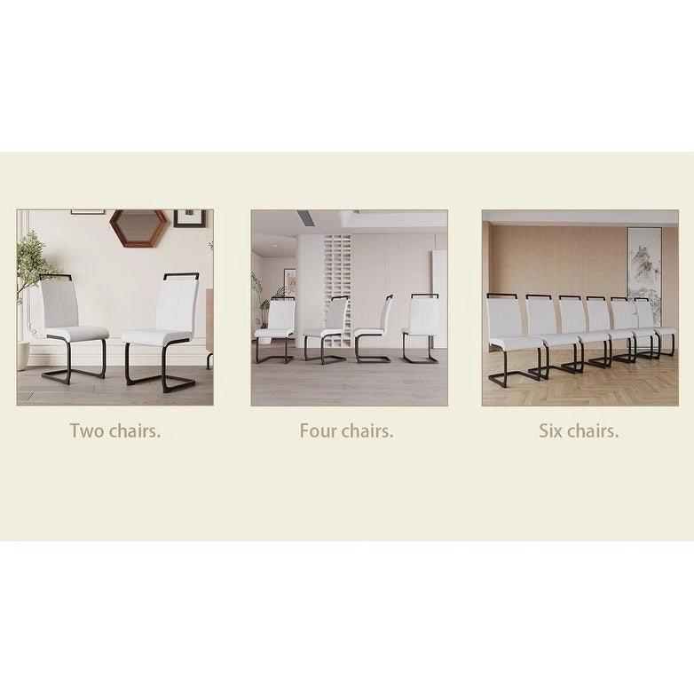 Black Faux Leather High-Back Dining Chair, Set of 4
