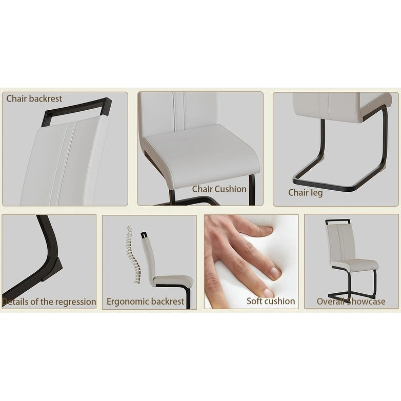 Black Faux Leather High-Back Dining Chair, Set of 4