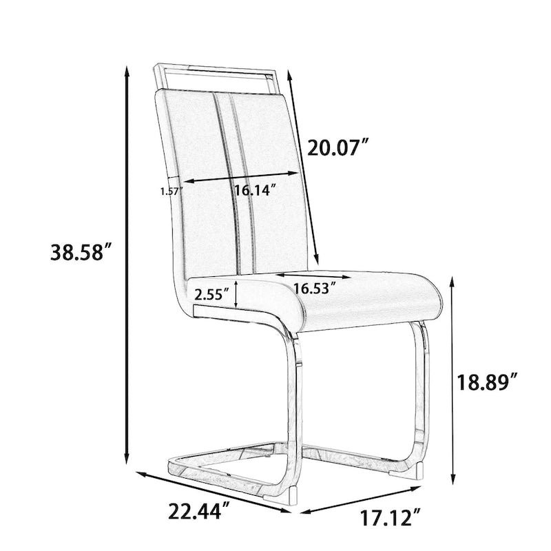 Black Faux Leather High-Back Dining Chair, Set of 4