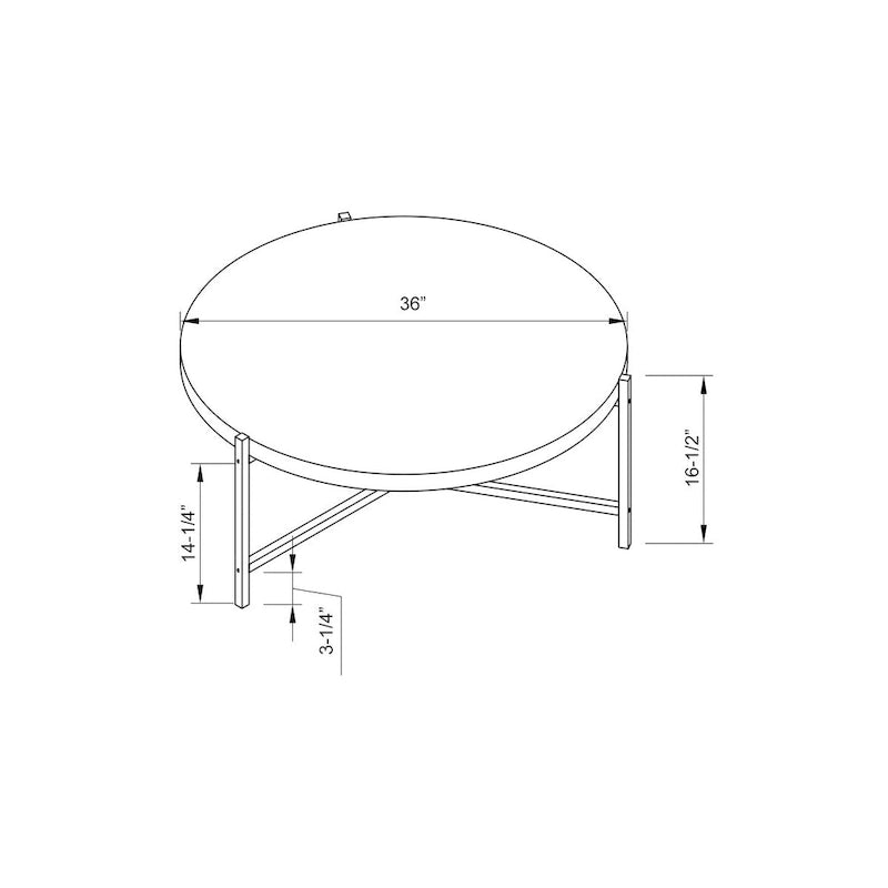 White-Silver Round Coffee Table, Contemporary, 1-Person, 36.5"
