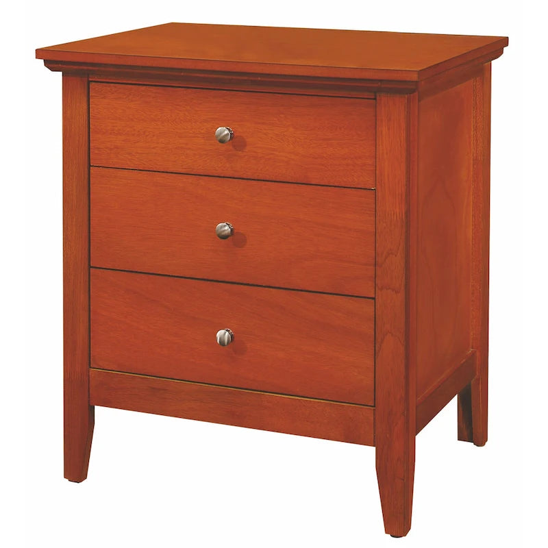 Beige / Oak Open Shelf Nightstand, Single, 26"H x 24"W x 18"D