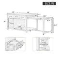 Gray Extendable Kitchen Island with Storage, Drawers & Power Outlet, 1-Person