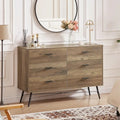 Walnut Brown / White + Light Oak 6-Drawer Dresser TV Stand, 1-Person