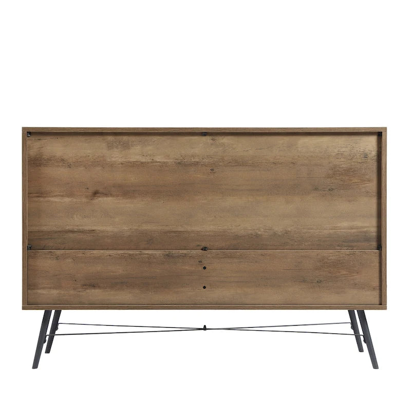 Walnut Brown / White + Light Oak 6-Drawer Dresser TV Stand, 1-Person