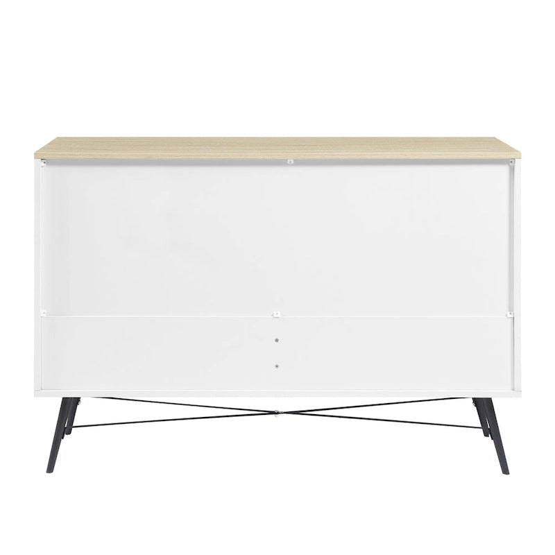 Walnut Brown / White + Light Oak 6-Drawer Dresser TV Stand, 1-Person