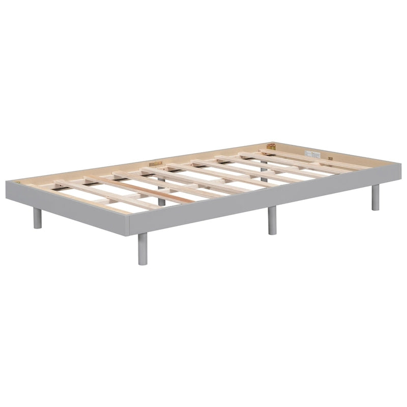 Grey Floating Platform Bed Frame, Twin, 1-Person