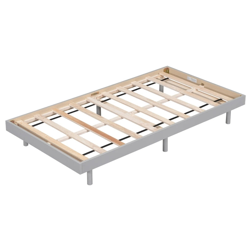 Grey Floating Platform Bed Frame, Twin, 1-Person