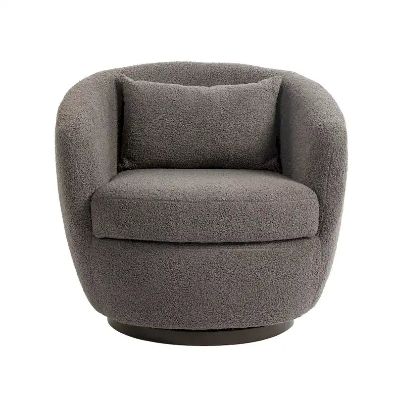 Grey Swivel Barrel Chair with Hidden Storage, Single Seat