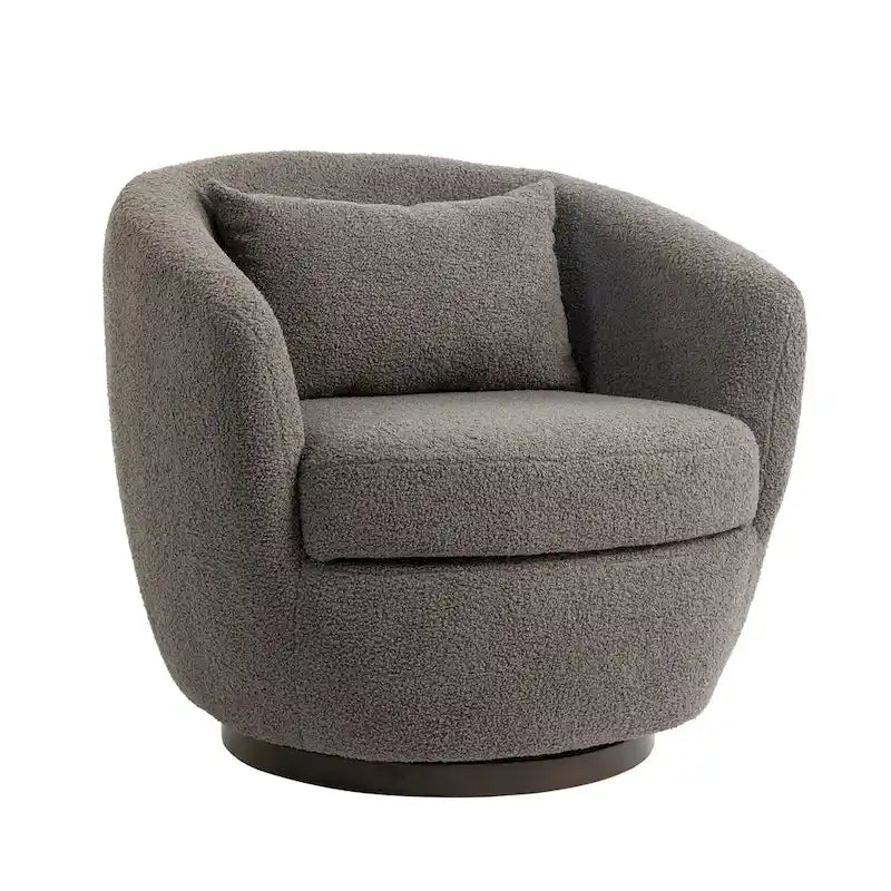 Grey Swivel Barrel Chair with Hidden Storage, Single Seat