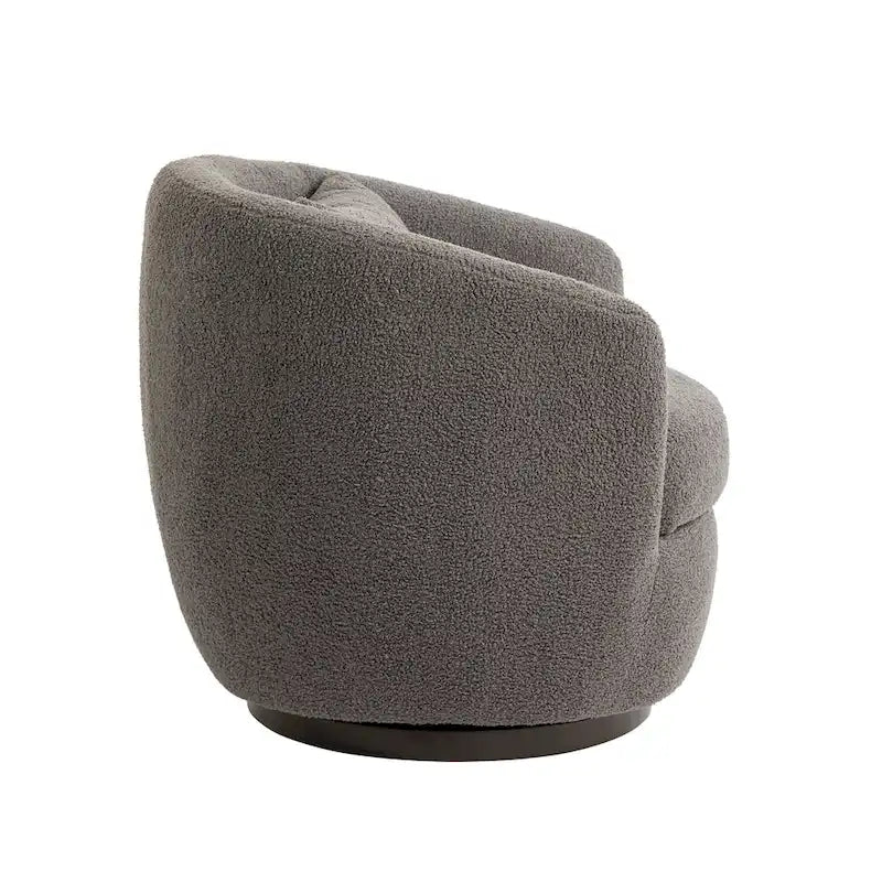 Grey Swivel Barrel Chair with Hidden Storage, Single Seat