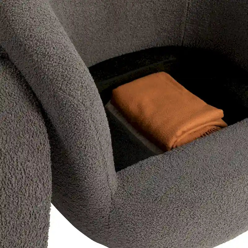 Grey Swivel Barrel Chair with Hidden Storage, Single Seat