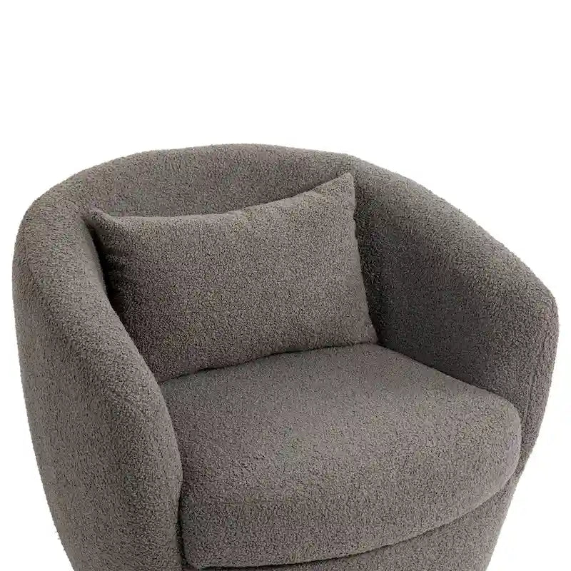 Grey Swivel Barrel Chair with Hidden Storage, Single Seat
