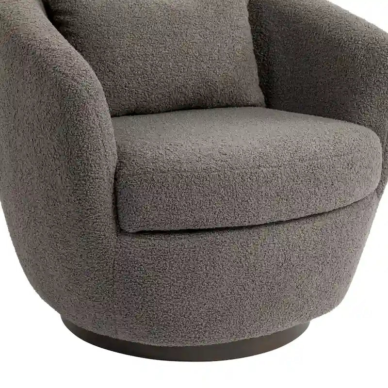 Grey Swivel Barrel Chair with Hidden Storage, Single Seat