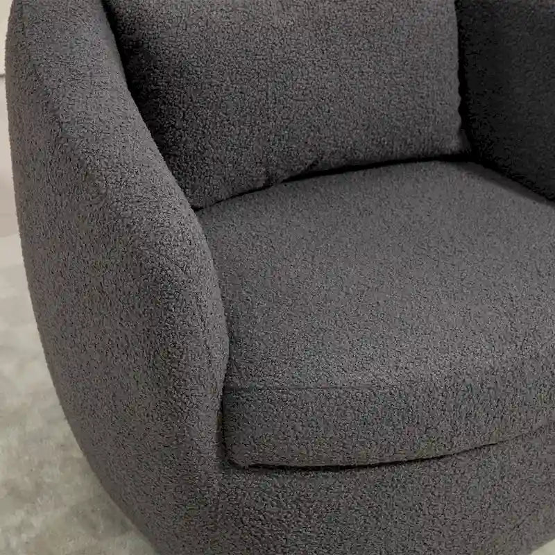 Grey Swivel Barrel Chair with Hidden Storage, Single Seat
