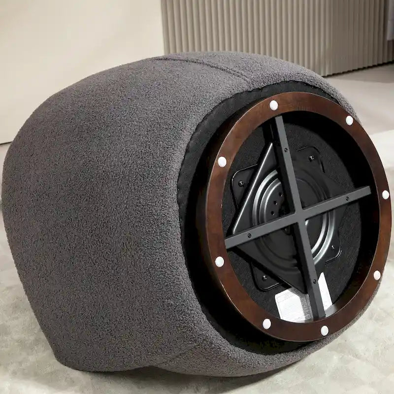 Grey Swivel Barrel Chair with Hidden Storage, Single Seat