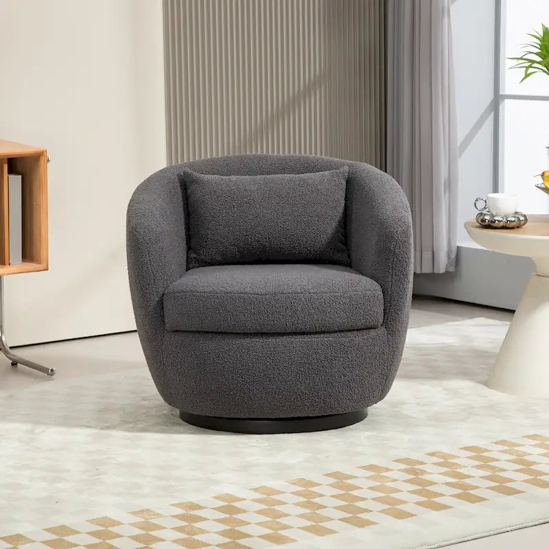 Grey Swivel Barrel Chair with Hidden Storage, Single Seat