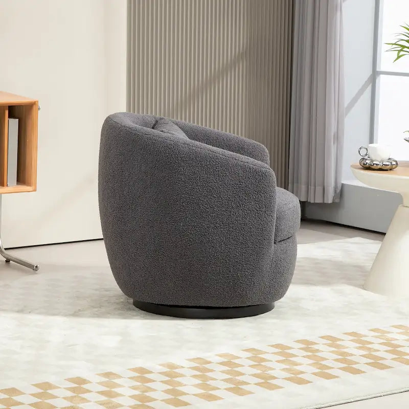 Grey Swivel Barrel Chair with Hidden Storage, Single Seat