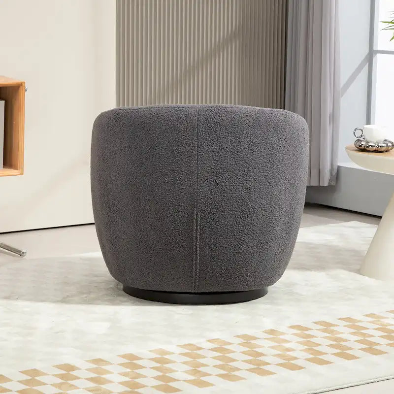 Grey Swivel Barrel Chair with Hidden Storage, Single Seat
