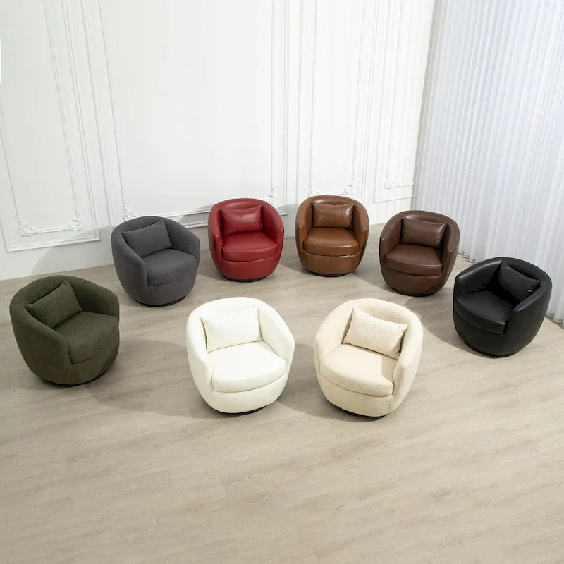 Grey Swivel Barrel Chair with Hidden Storage, Single Seat