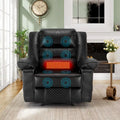 Black / Brown Manual Faux Leather Massage Recliner, Single Seat, 8-Point Vibration