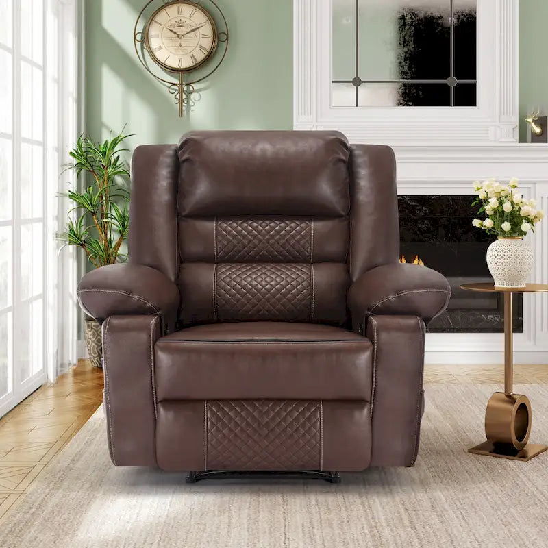 Black / Brown Manual Faux Leather Massage Recliner, Single Seat, 8-Point Vibration