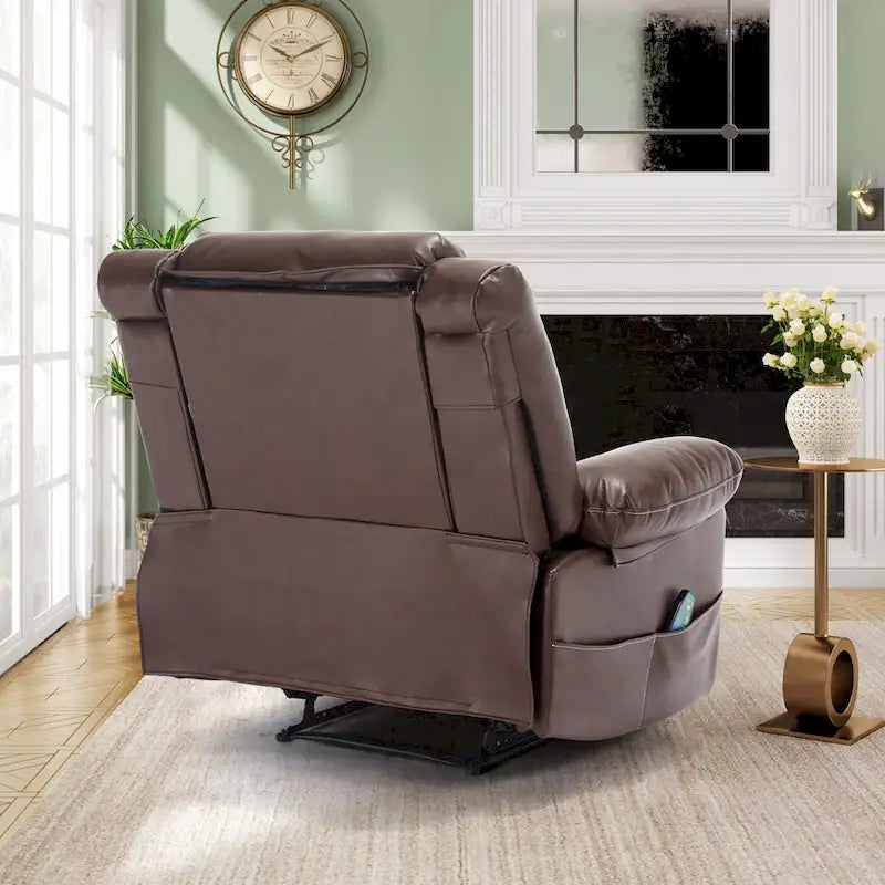 Black / Brown Manual Faux Leather Massage Recliner, Single Seat, 8-Point Vibration