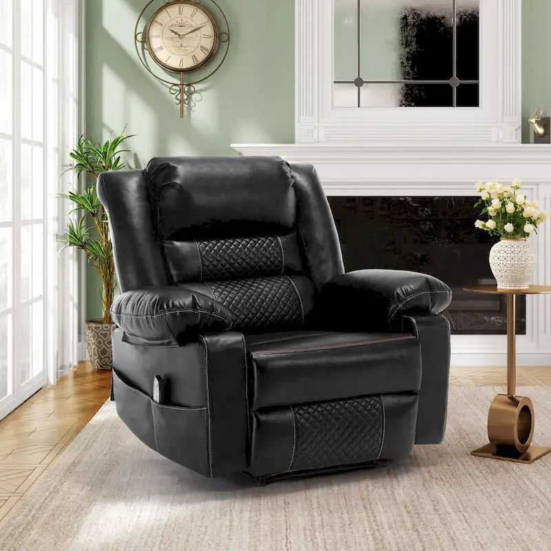 Black / Brown Manual Faux Leather Massage Recliner, Single Seat, 8-Point Vibration