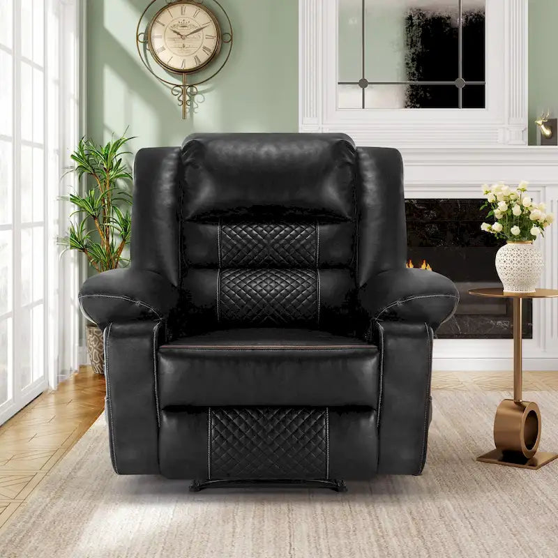 Black / Brown Manual Faux Leather Massage Recliner, Single Seat, 8-Point Vibration
