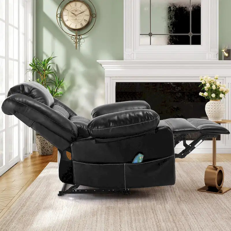 Black / Brown Manual Faux Leather Massage Recliner, Single Seat, 8-Point Vibration