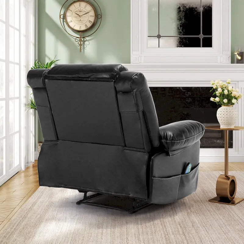 Black / Brown Manual Faux Leather Massage Recliner, Single Seat, 8-Point Vibration
