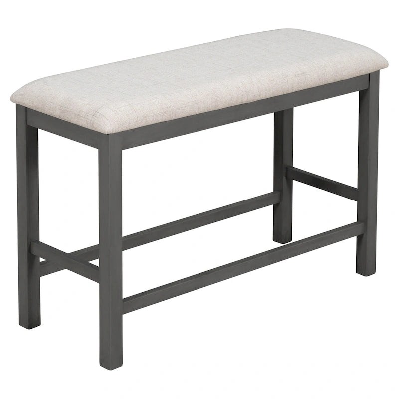 Gray/Espresso Distressed Counter Height Dining Set for 6, Table + 4 Chairs + Bench