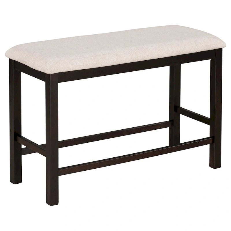 Gray/Espresso Distressed Counter Height Dining Set for 6, Table + 4 Chairs + Bench